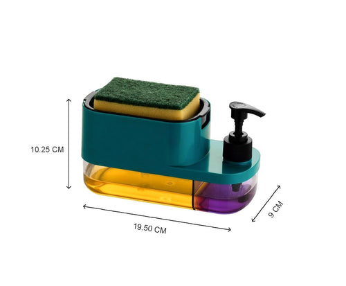 Leawall 3-in-1 Soap Dispenser with Sponge Holder – Bathroom Liquid Soap Pump for Kitchen Sink handwash Dispenser Bottle soap Dispenser for wash Basin Kitchen Accessories Items for Home (Multicolor)