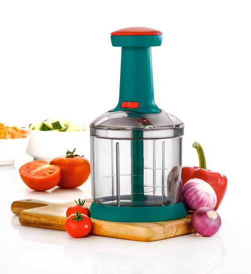Xmart India Chopper for Kitchen Use, 900ml Push Chopper with 5 Blades, Vegetable Cutter Kitchen Accessories Items for Home Cutting Vegetables, Onion, Ginger, Garlic, Salad, Tomato, Potato (Pista)